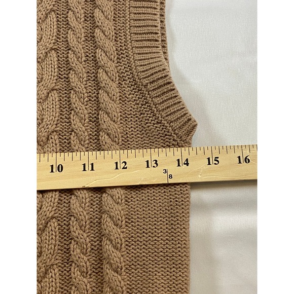 Wilfred Aritzia Cable Knit Sweater Vest Camel Brown Tan Sleeveless Crew Neck S - Picture 7 of 8